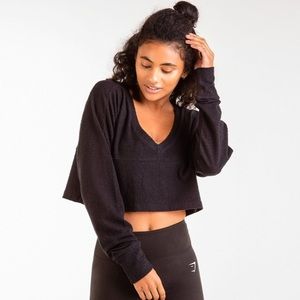 Gymshark Towel Sweater (Crop Black)